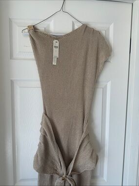 Blithe Shine Wrap Midi Dress - Tan